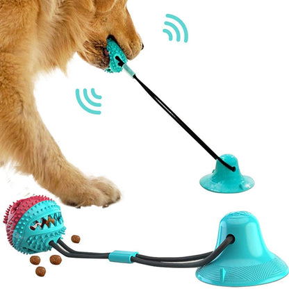Interactive Silicone Dog Toy Ball with Suction Cup – Chew, Tug & Teeth Cleaning